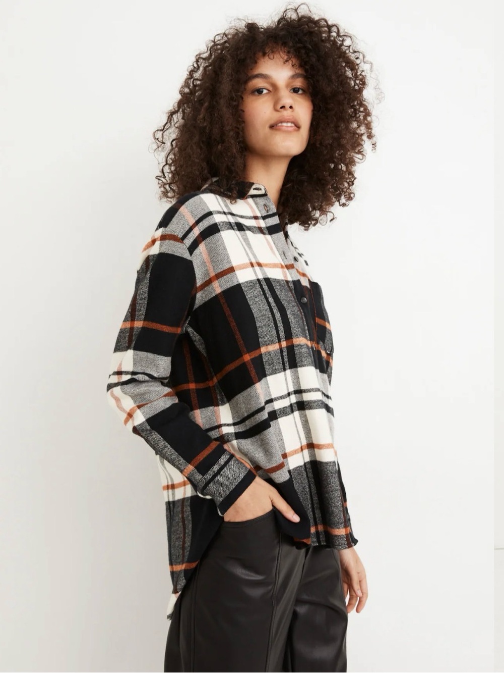 Madewell Oversized Ex-Boyfriend Shirt in Bromley Plaid (Small)